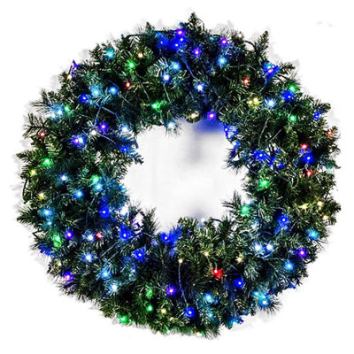 Faux Lighted Fir Wreath