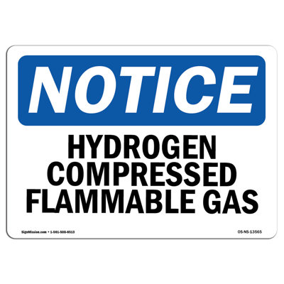 Hydrogen Compressed Flammable Gas Aluminum Sign 18 x 24