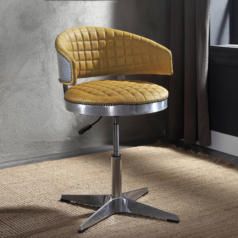 Tabouret rembourré en cuir Turmeric