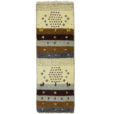 Tapis multicolore tribal 1 x 4 Indo Gabbeh