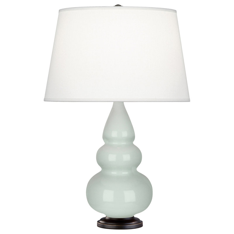 Ceramic Table Lamp, 24.375" H x 7.25" W x 7.25" D, Celadon Glazed Ceramic/Deep Patina Bronze