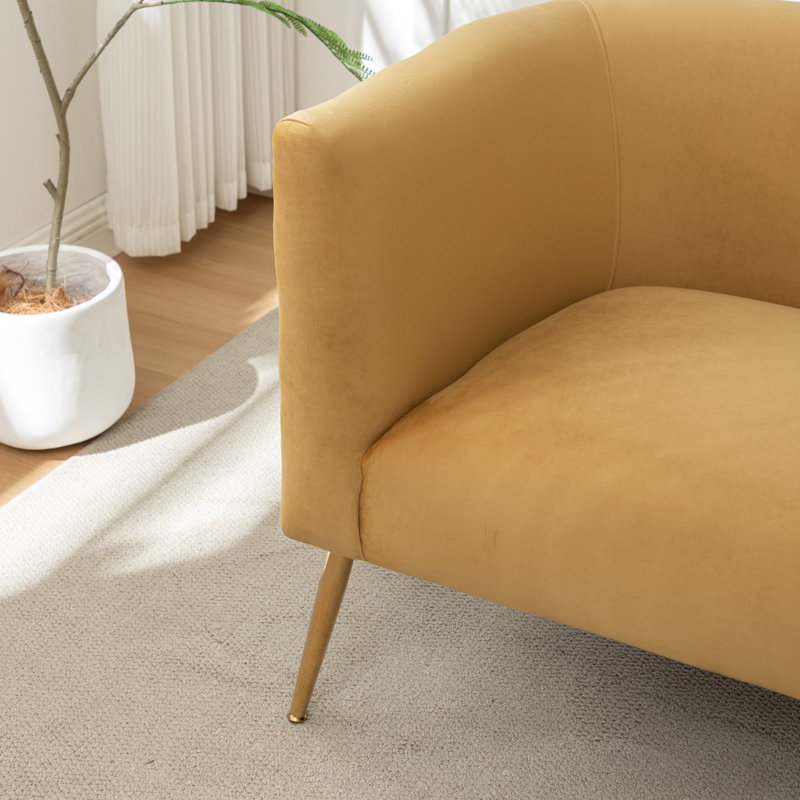 Cristen Upholstered Velvet Loveseat, Yellow
