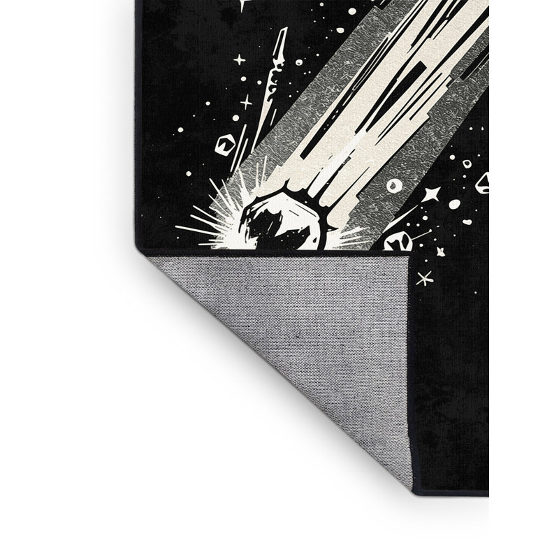 Tapis gris / noir Ory Bold & Eclectic Modern Starburst lavable à la machine, 2 x 3