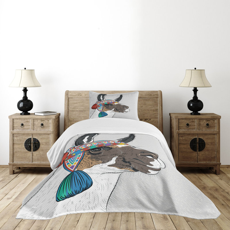 Ambesonne Llama Bedspread Set Abstract Pattern Multicolor, 76 cm H x 51 cm W