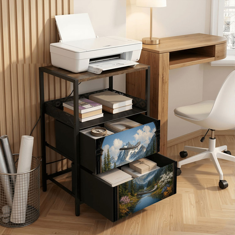 Table de chevet 2 tiroirs avec station de charge, table de chevet avec ports USB et prises USB