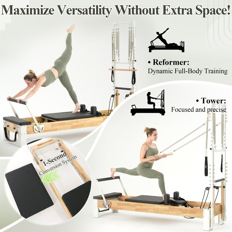 Combiné de pilates en bois avec tour