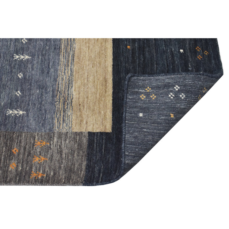 Hand Knotted Wool Area Rug in Black/Gray/Red/Beige, Runner 2'6" x 10'
