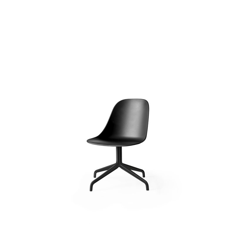 Harbour Swivel Task Chair, Dakar 0842 Black Genuine Leather, Polished Aluminum