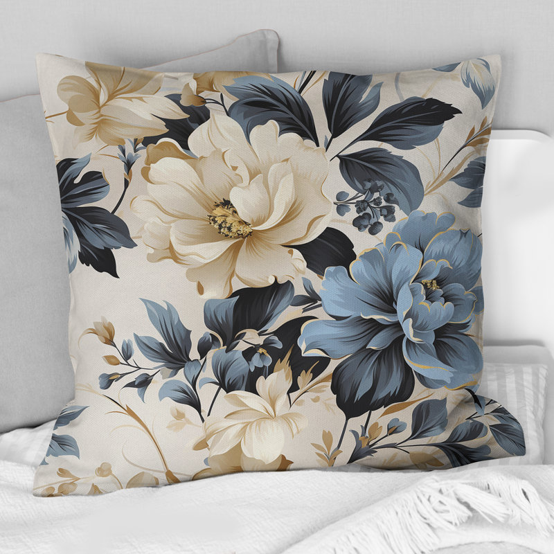 Urban Victorian Chic Victorian Motif VI - Coussin décoratif à imprimé floral, H 16 po x l 16 po