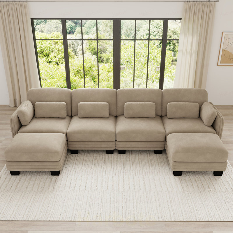 Canapé modulaire modulaire à 4 places Channel, Chenille-chameau