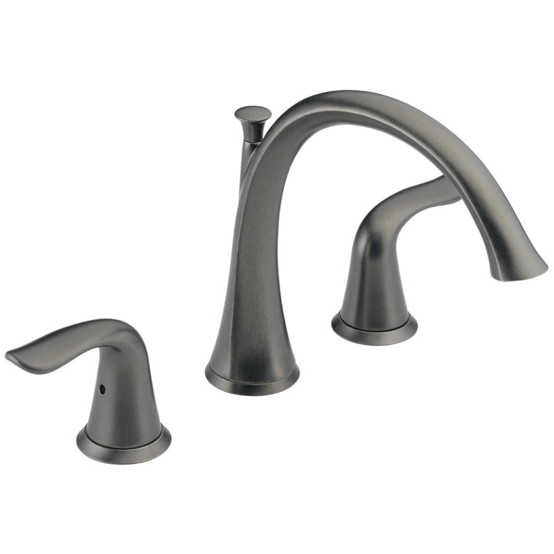 Lahara Double Handle Deck Mounted Roman Tub Faucet Trim, Aged Pewter