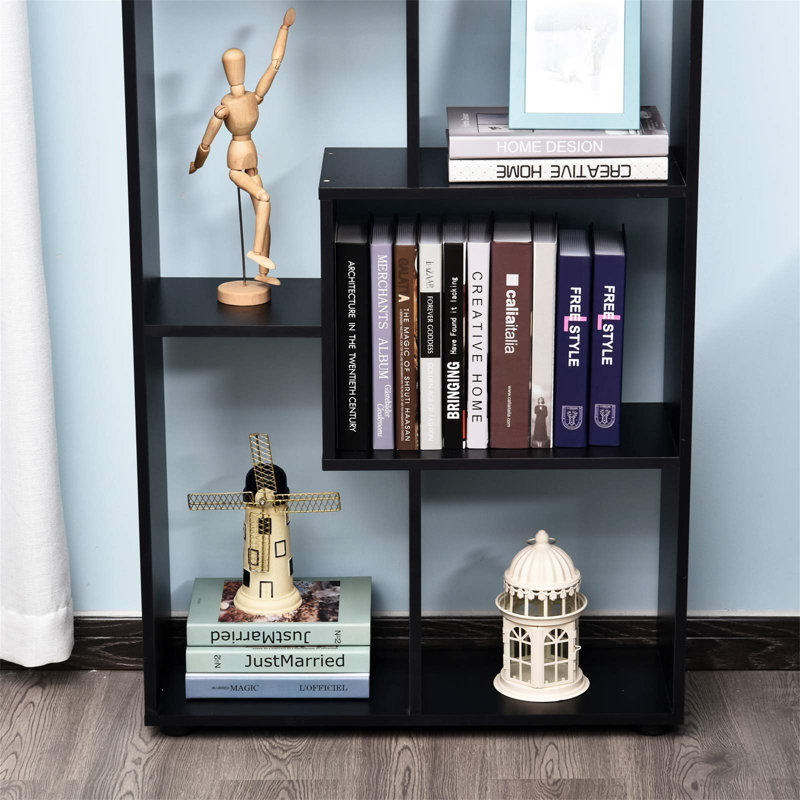 Ramani Geometric Bookcase, 178cm H x 70cm W x 24cm D, Black