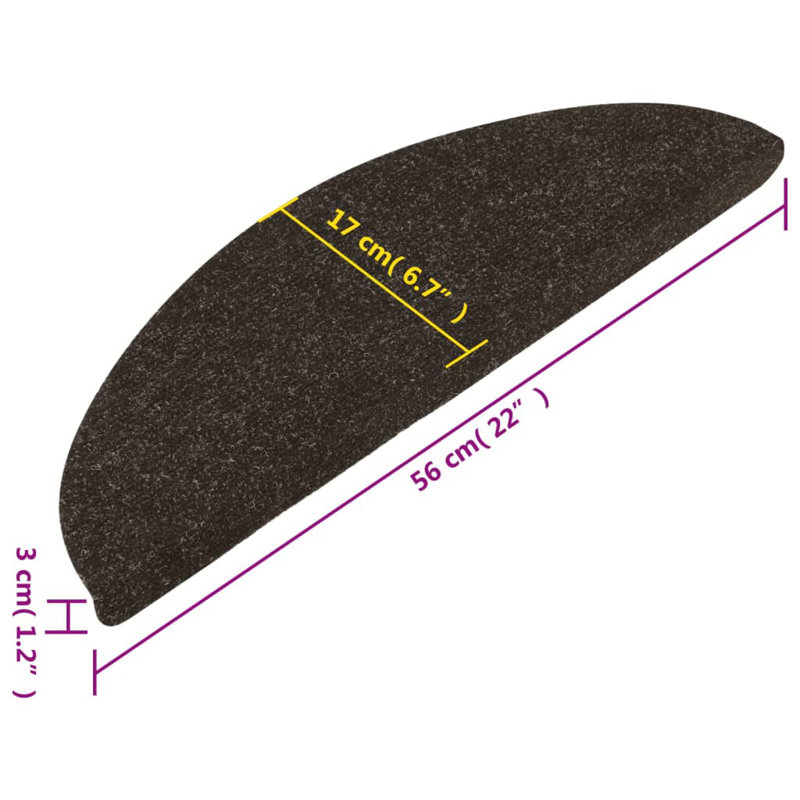Llareli Stair Tread, Half-Round 17cm x 56cm, Anthracite