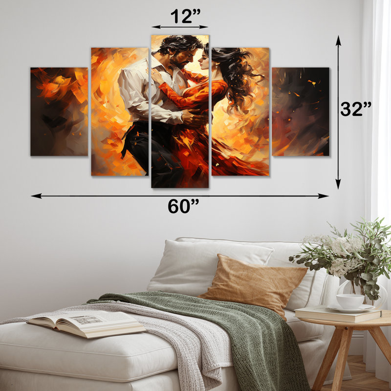 Red Salsa Fiesta Passion - art mural de danse multipanel pour le salon