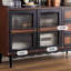 Buffet en bois massif noir et noyer