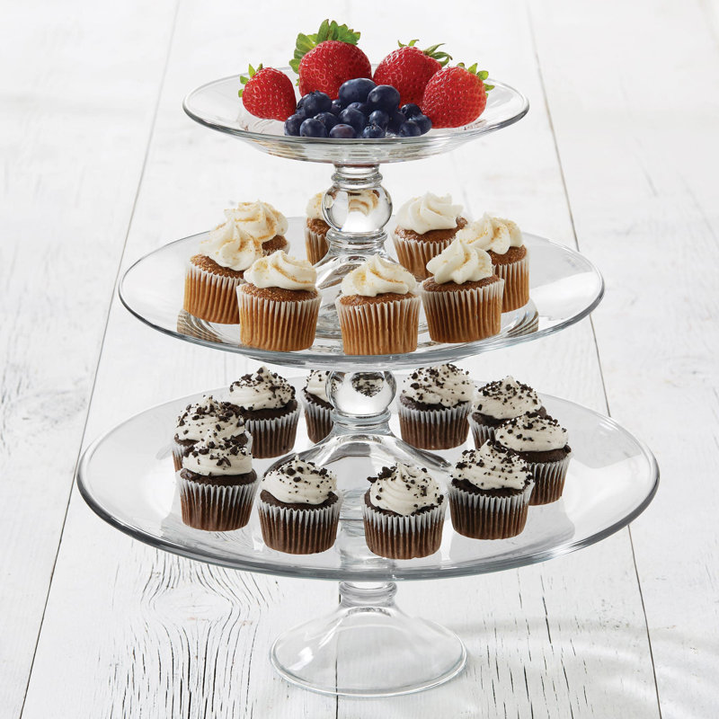 Libbey Selene 3-Tier Glass Footed Server Set