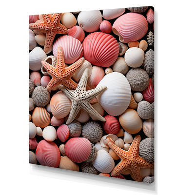 Coquillage beige et rose sur la plage II - impression