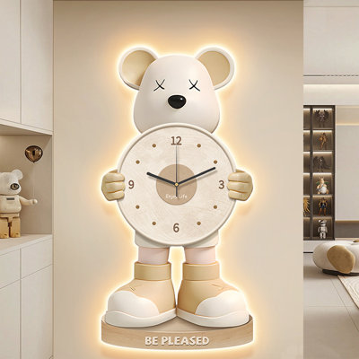 Cream Colored Bear Shaped Wall Clocks