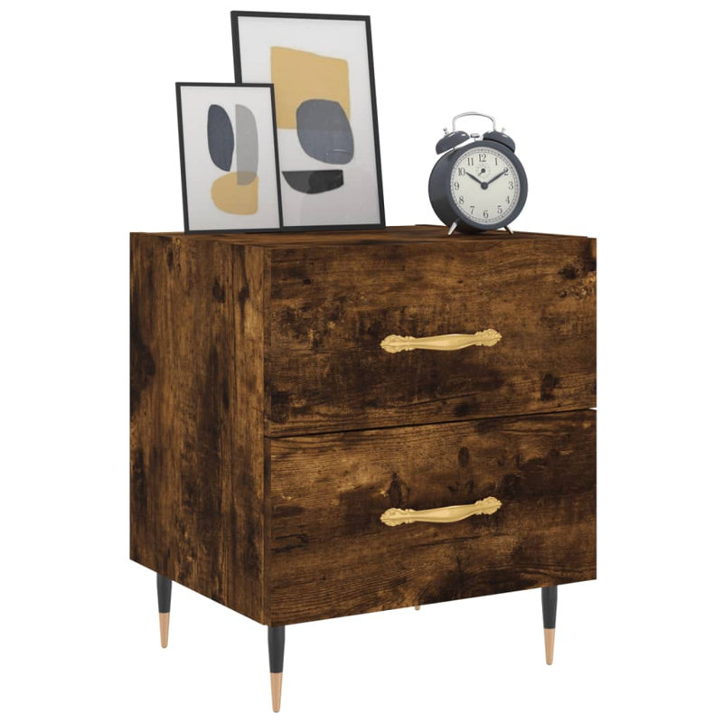 Rydal 40cm W Iron Bedside Table, Individual, Smoked Oak