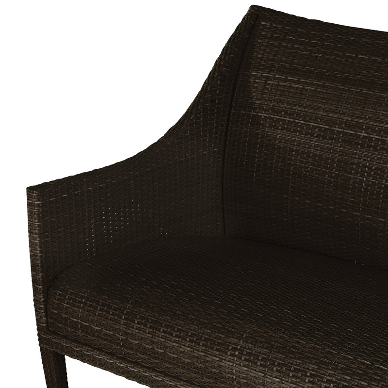 Athena Plus 75.25" Wide Outdoor Wicker Patio Sofa, Black Walnut