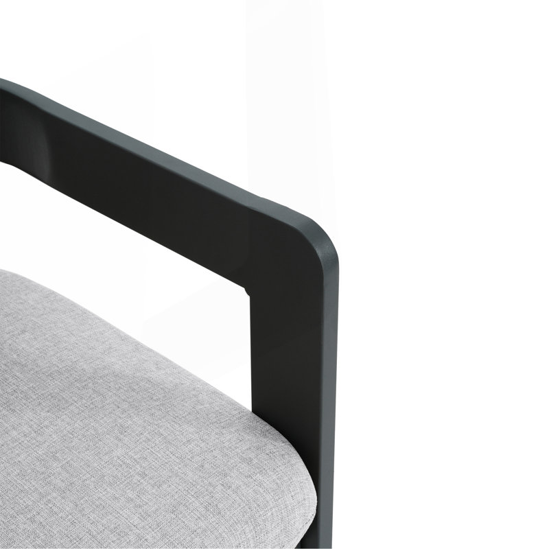 Chaise de patio d'extérieur en aluminium Pula, ensemble de 2, finition noire avec coussin gris