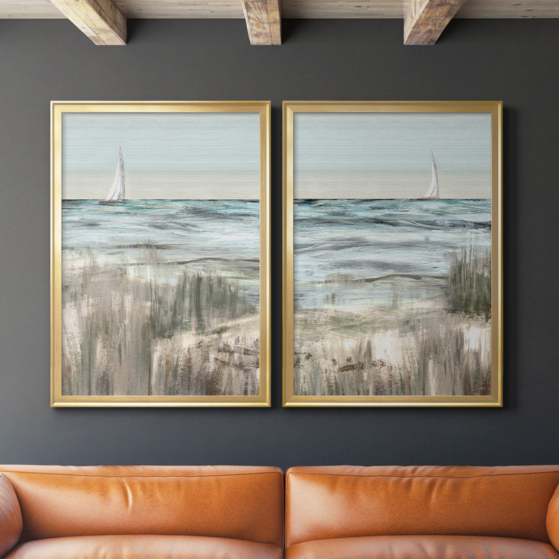 «Heading In Dusk I», ensemble de 2 reproductions d'art sur toile encadrées, H 42,5 po x l 61 po x P 1,25 po, Or