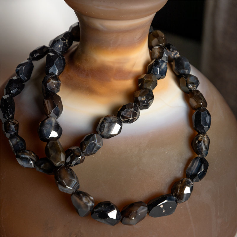 Crystal Bead Vase Jewelry, Black/Brown