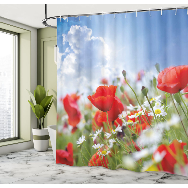 Shower Curtain with Hooks Included, 75"H x 69"W