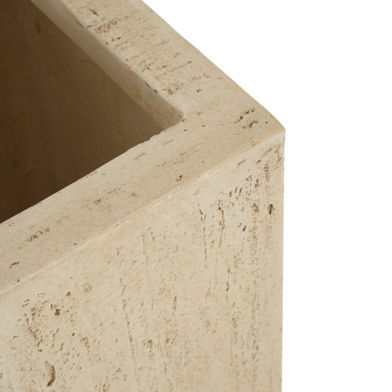 Handmade Magnesium Oxide Rectangle Planter, 19.79" H, 13.1" Dimensions, Antique Brown, Ready - To Use, Drainage Hole Planter Box, Tall, W X D, No Assembly, With Plug