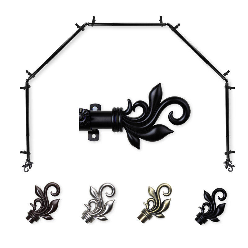Tringle à rideaux simple à 5 faces pour fenêtre Rexford, Noir, 28 à 48 po (de chaque côté)