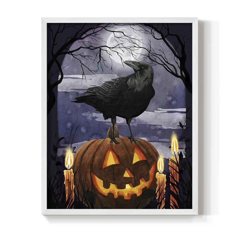 Midnight Magic I Framed Print - Solid Wood, White, 10" H x 8" W