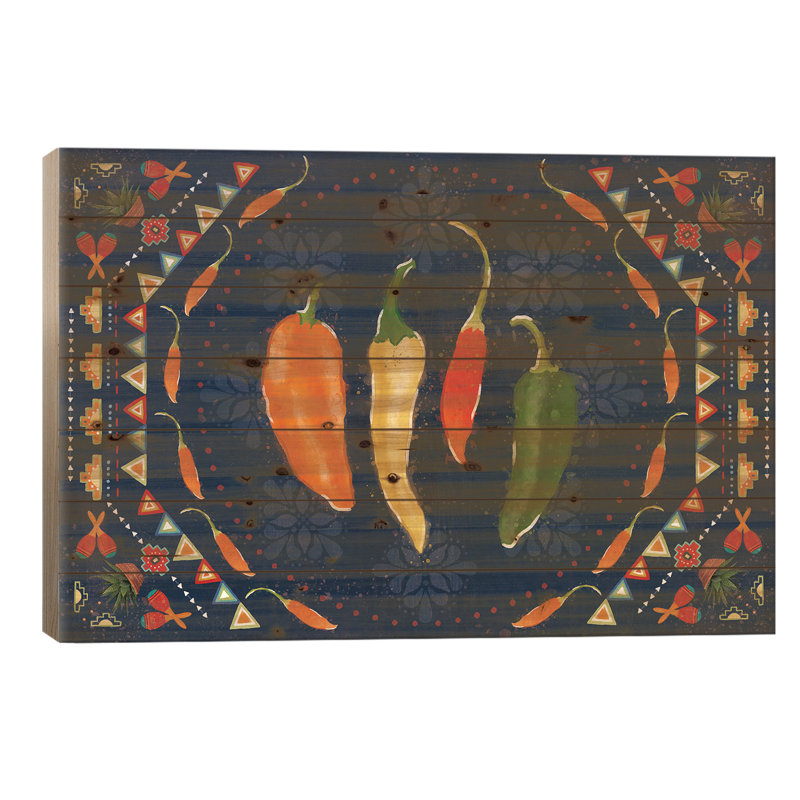 Tex Tex Fiesta I Dark par Veronique Charron - impression sur bois sans cadre, H 18 po x l 26 po x P 1,5 po