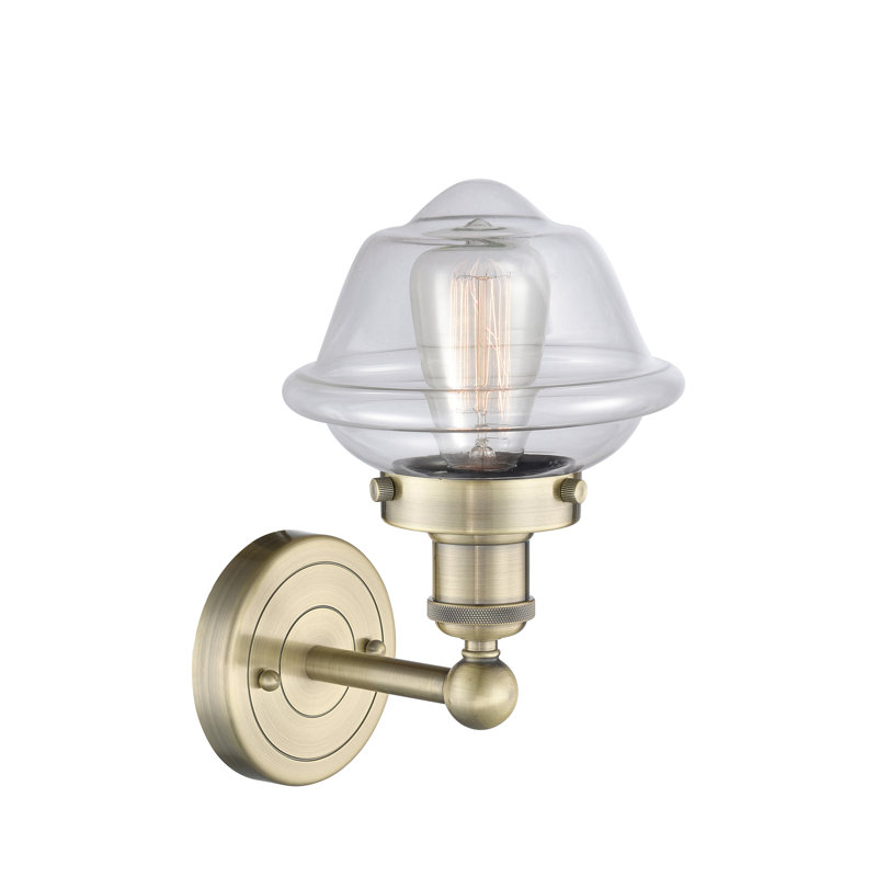 Wimer Armed Sconce, Clear, Antique Brass