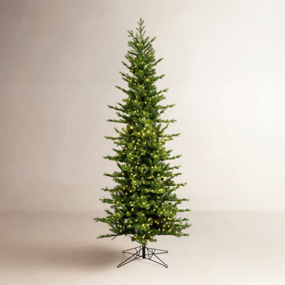 Flocked Pre-Lit Slim Pine Christmas Tree