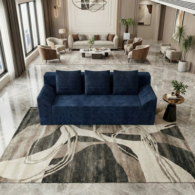 71 Inch 3-Seater Sofa, Corduroy Fabric Modular Sectional Sofa, Deep Seat Couch No Assembly Required for Living Room, Bedroom, and Apartment(71 inch diagonal armrest)