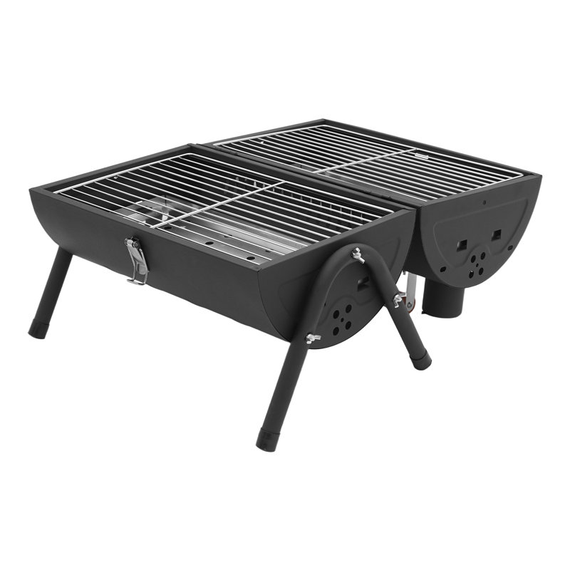 Ensemble de barbecue au charbon 3 en 1 - comprend des filets de barbecue et une poêle à frire, portatif pour barbecue, camping, patio avec cendrier amovible pour un nettoyage facile