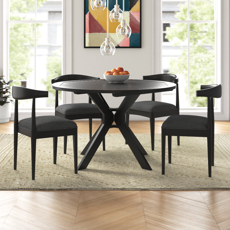 Anistyn 4 - Person Solid Wood Solid Wood Top Pedestal Dining Set