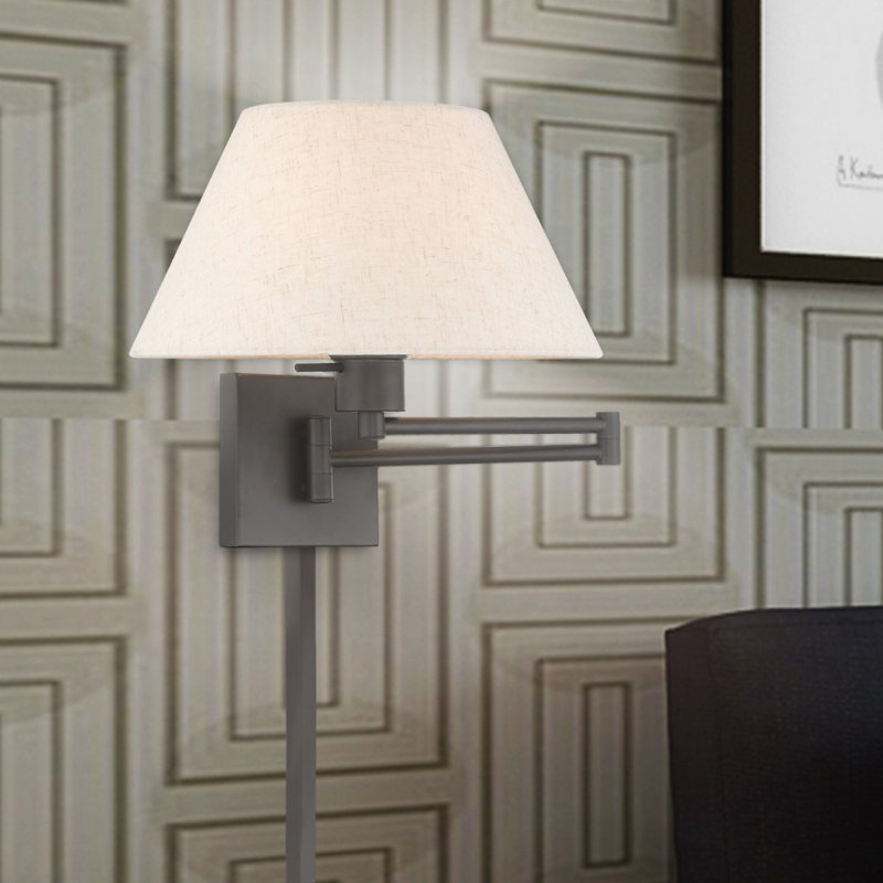 Mckella Swing Arm Sconce, Oatmeal, Dark Bronze