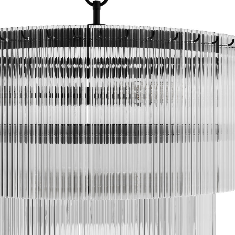 Ontario 6 Light Pendant Ceiling Light Fixture, Matte Black, Clear