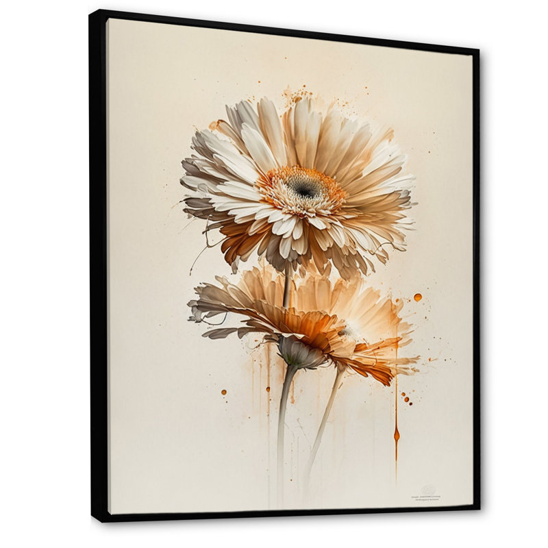 " Orange Gerbera Flower III ", 20" H x 12" W x 1" D, Black Floater Framed Canvas