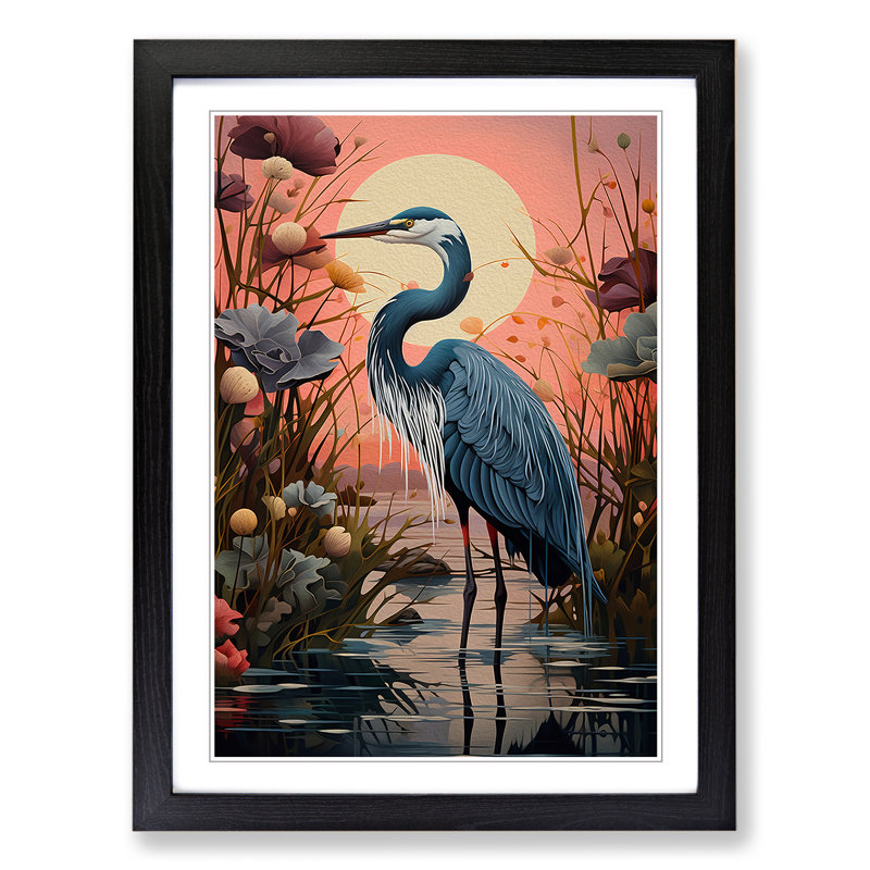 XYZ-FRM-V1223-3632 Heron Orphism No.2 - Single Picture Frame Print on Wood