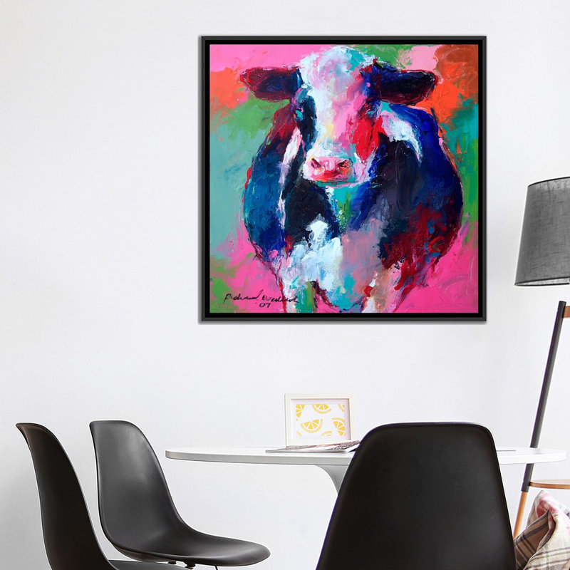«Cow II», impression sur toile, H 37 po x l 37 po x P 1,5 po, Toile avec cadre noir, Pas de tapis