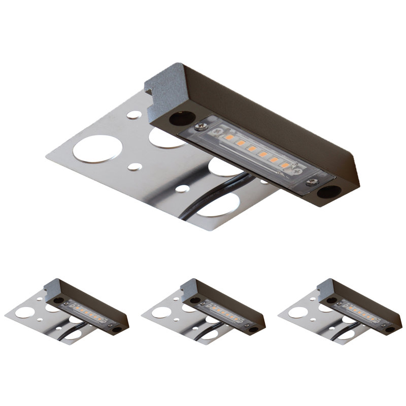 Ensemble de 4 ampoules à DEL 4 pouces à faible tension intégrées bronze foncé / argent