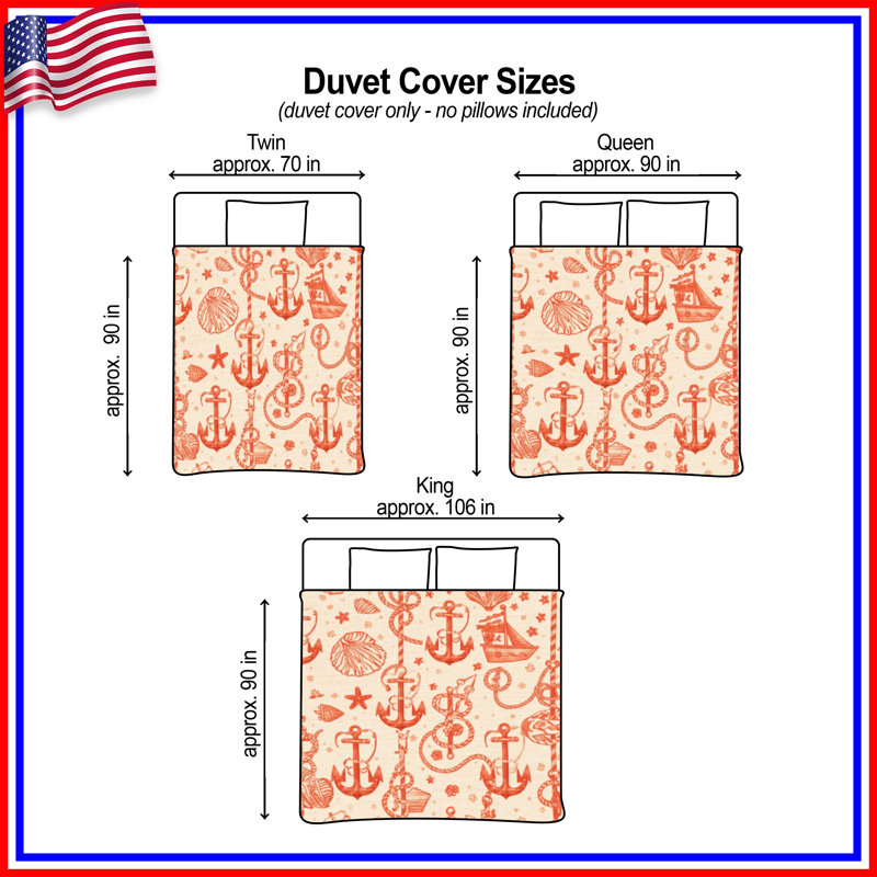 Housses de couette Nautical Anchor Shells, Grand lit