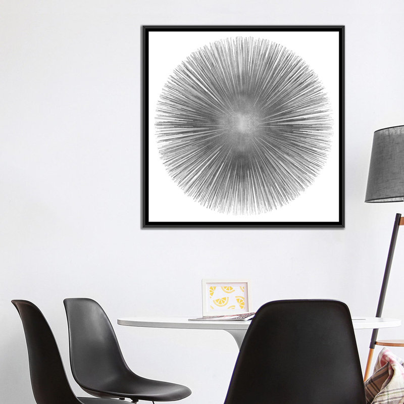 Silver Sunburst I, impression sur toile tendue, H 12 po x l 12 po x P 1,5 po, Pas de tapis, Toile tendue