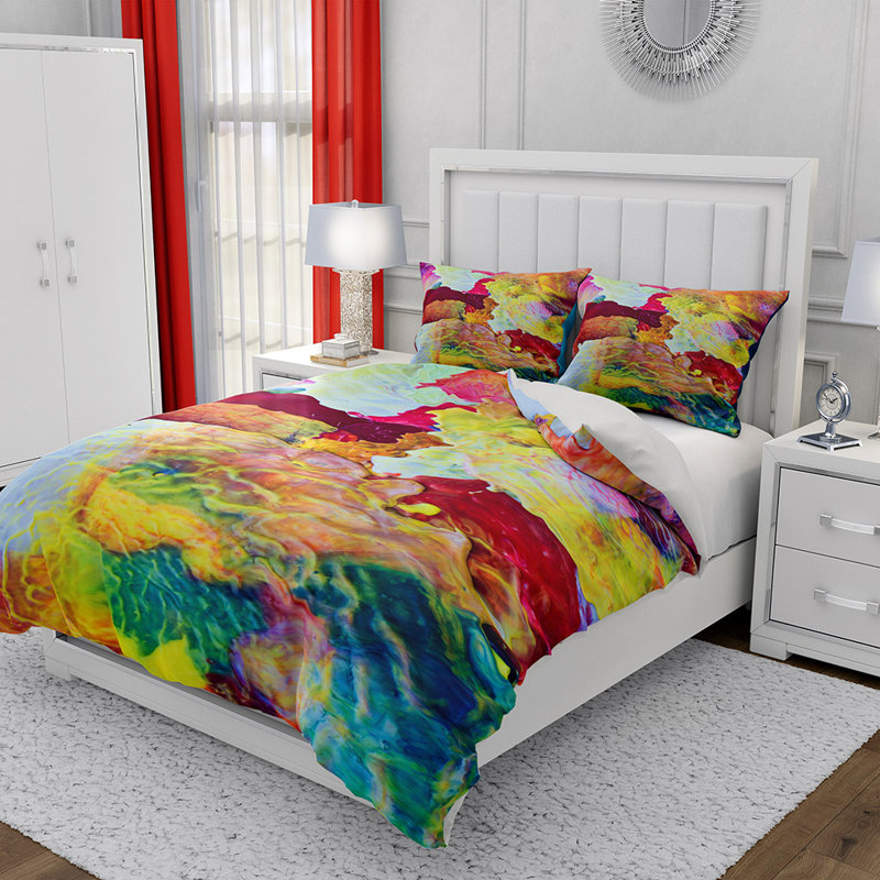  Ensemble de housse de couette en microfibre jaune, rouge, bleu et 3 pièces, Housse de couette très grand et 2 très grandes t
