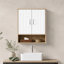 Armoire de salle de bain murale avec porte double, tablette inférieure, portes à motifs ondulés, tablette intérieure réglable, installation facile