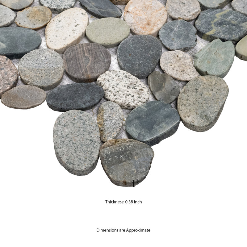 Marvella Pebble 12 in. x 12 in. Natural stone Mosaic Floor and Wall Tile, Moss Cut