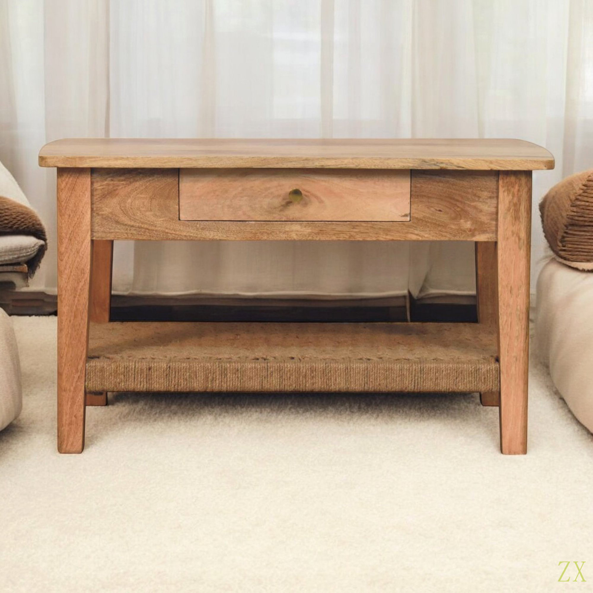 Red Barrel Studio® Solid Wood Rope 1-Drawer Coffee Table | Wayfair