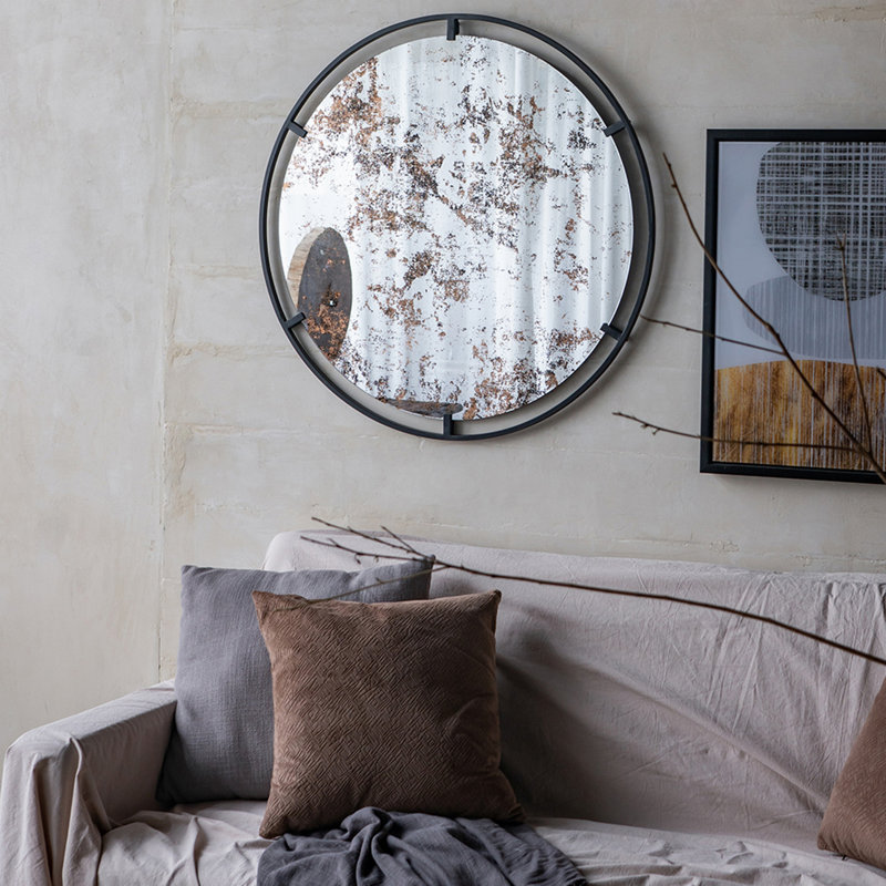 Miroir rond avec cadre en métal